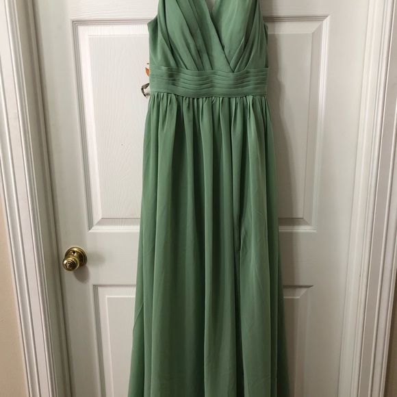 Goddiva Bridesmaids Chiffon Maxi Dress - Sage Green